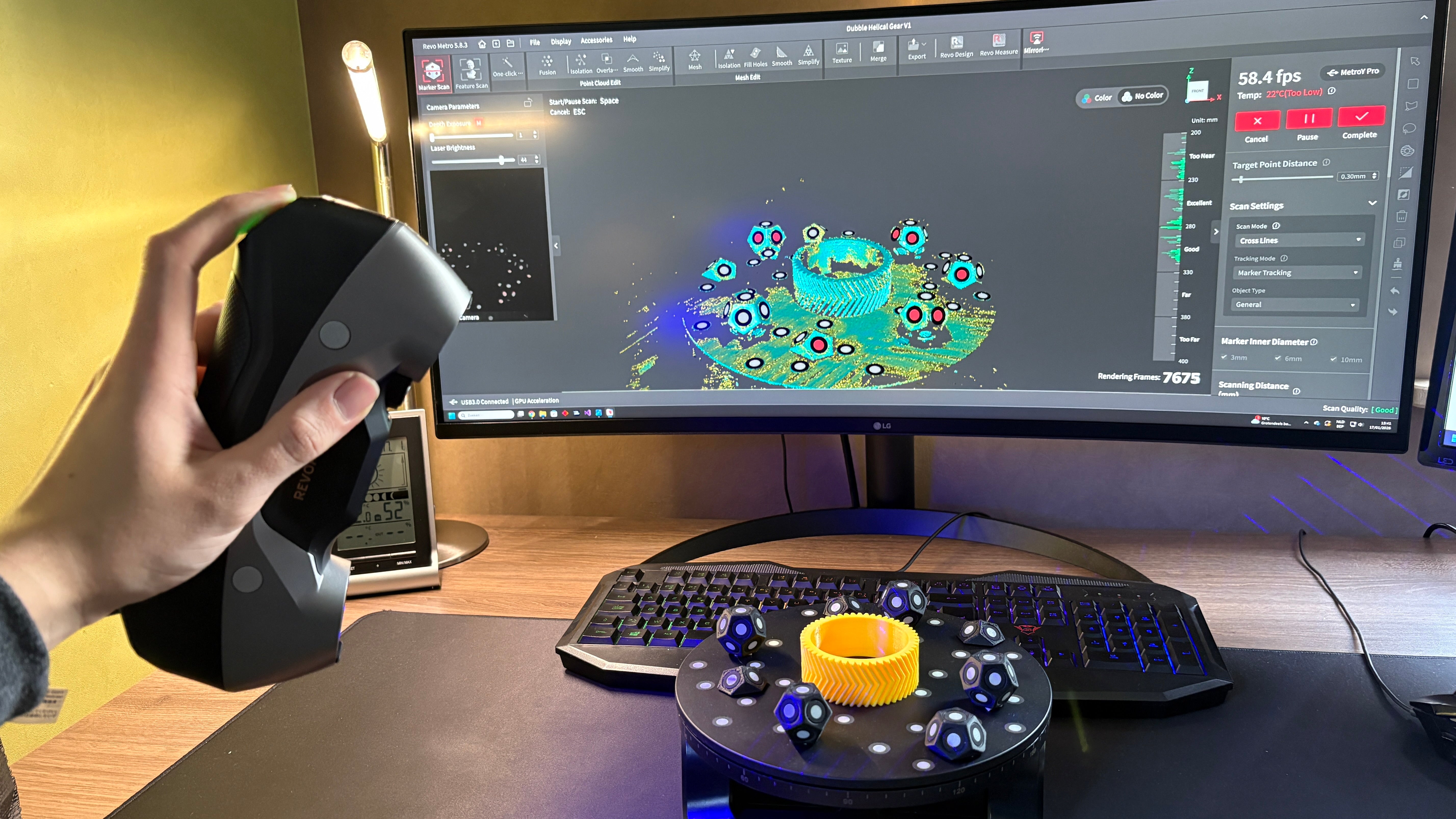 3D scannen en reverse engineering van bestaande onderdelen zoals dit tandwiel.